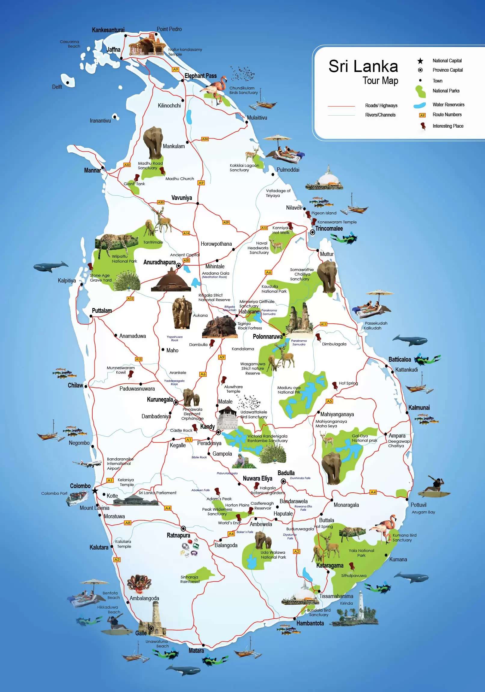 Sri Lanka Tour Map